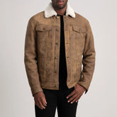 Orvos Brown Leather Trucker Jacket